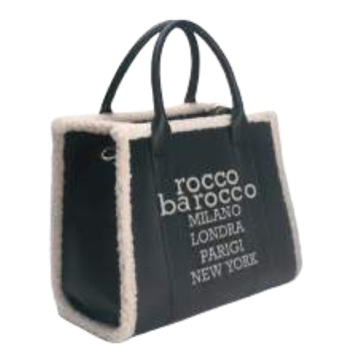 BORSA BLACK CON BORDI IN PELLICCIA BEIGE