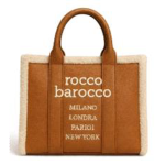 BORSA BROWN CAMOSCIO CON BORDI IN PELLICCIA BEIGE