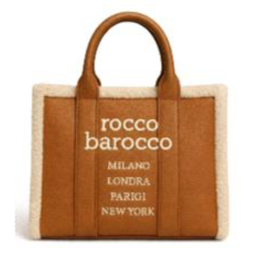 BORSA BROWN CAMOSCIO CON BORDI IN PELLICCIA BEIGE