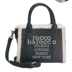 BORSA BLACK CON BORDI IN PELLICCIA BEIGE