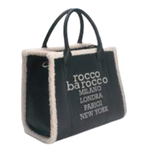 BORSA BLACK CON BORDI IN PELLICCIA BEIGE
