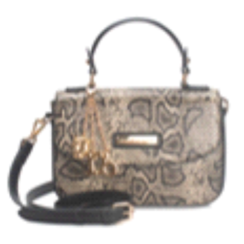 BORSA BROWN SNAKE CON CIONDOLI ORO E TRACOLLA