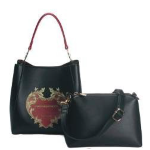 BORSA BLACK CON CUORE E MANICO RED