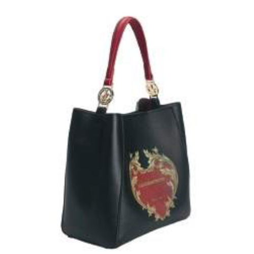BORSA BLACK CON CUORE E MANICO RED