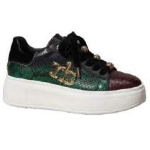 SCARPA GREEN/SNAKE CON APPLICAZIONI BRILLANTINATE SUI LACCI