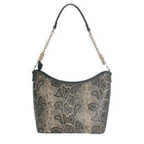 BORSA BROWN SNAKE CON MANICO MEZZA CATENA ORO E TRACOLLA
